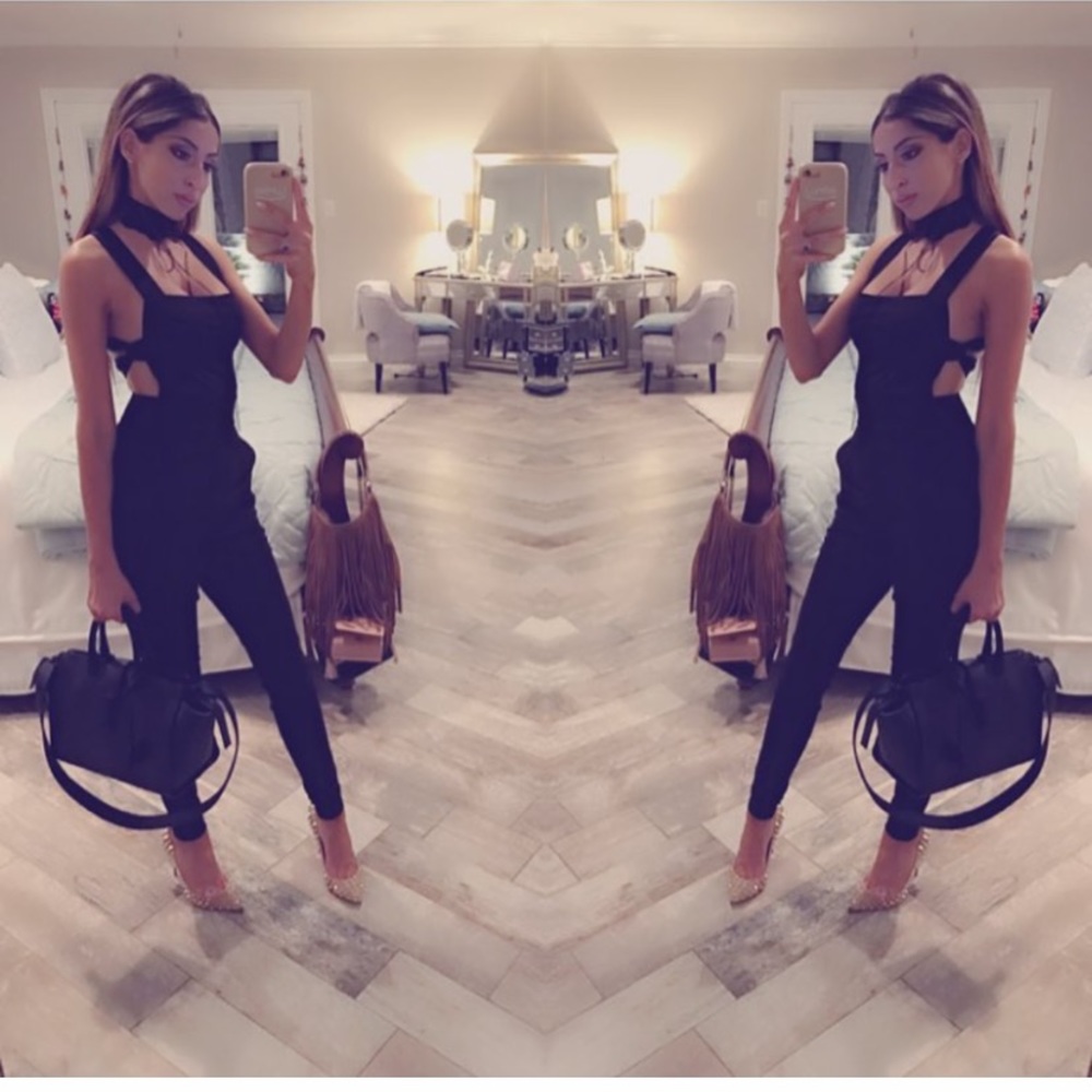 Chiarina Black Crepe Strappy Jumpsuit